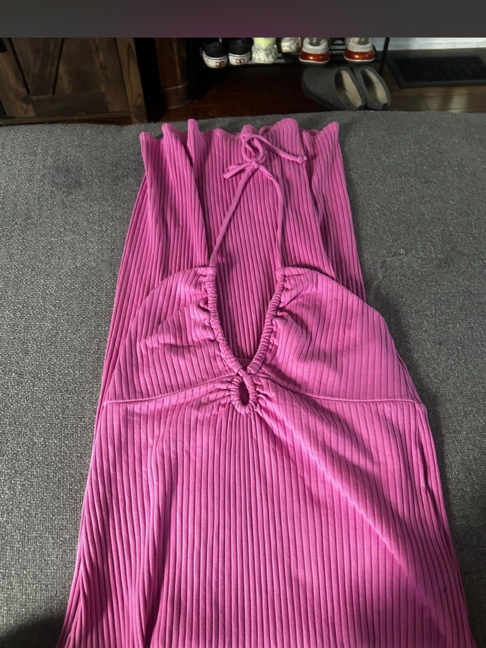 American Eagle Outfitters Ribbed Halter Maxi Dress - Bright Pink